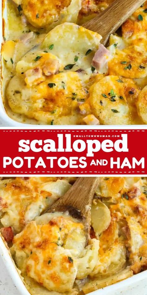 These homemade scalloped potatoes and ham are the BEST! Your Easter dinner ideas won't be complete without them. Baked in a creamy, delicious sauce, this ham and scalloped potato casserole is an Easter side dish recipe everyone will love! Homemade Scalloped Potatoes And Ham, Ham And Scalloped Potato Casserole, Easy Scalloped Potatoes And Ham, Potatoes And Ham Casserole, Cheesy Scalloped Potatoes And Ham, Easter Ham Dinner, Easter Side Dish, Scalloped Potato Casserole, Easter Side Dishes Recipes