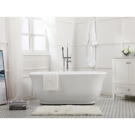 Elegant Lighting Coralie 67" x 31" Freestanding Soaking Acrylic Bathtub & Reviews | Wayfair Bathtub Dimensions, Standing Tub, College Apartment Organization, Refinish Kitchen Cabinets, Apartment Organization, Acrylic Bathtub, Soaking Bathtubs, Kitchen Cabinet Doors, Elegant Furniture