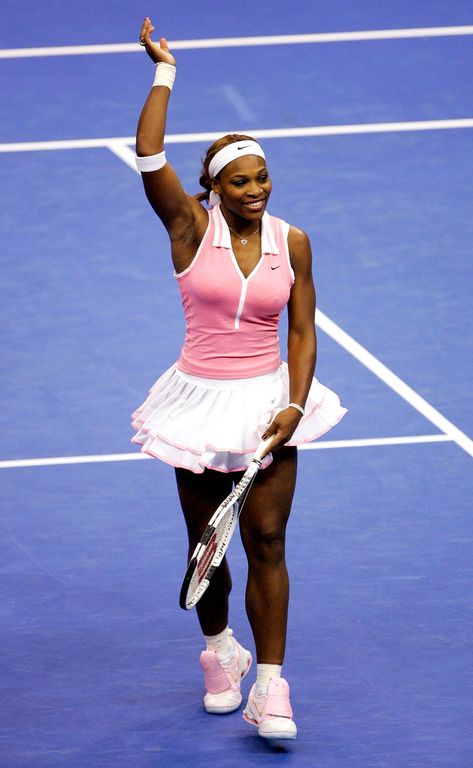 White Tennis Dress Outfit, Serena Williams Outfit, Iconic Fashion Looks, Cute Tennis Outfit, Tennis Dress Outfit, Pink Leopard Print Dress, Serena Williams Tennis, White Tennis Dress, Williams Tennis