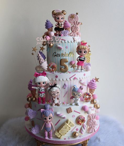 Lol Surprise Dolls Cake, Baby Doll Cake, Lol Cake, Cake Lol, Fondant Figurines, Cake Designs For Girl, Lol Doll Cake, Cake Design Inspiration, Boho Birthday Party