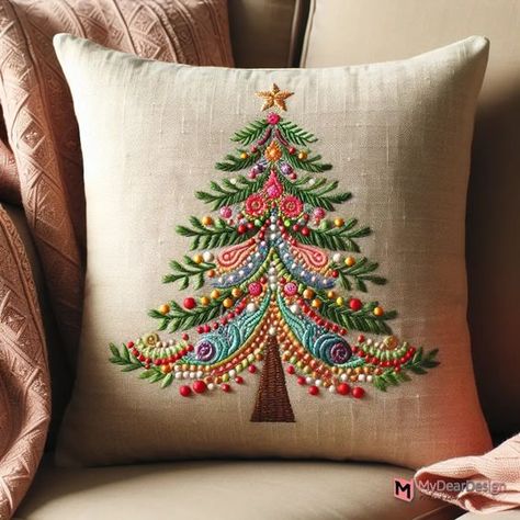 Form Your Space with These 7 Pillow Cover Embroidery Ideas – Mydeardesign Embroidered Christmas Pillows, Christmas Pillow Embroidery, Cushion Embroidery Design Ideas, Pillow Cover Embroidery Designs, Christmas Cushions Ideas, Diy Embroidered Pillow, Embroidery Pillow Covers, Christmas Pillows Diy, Diy Embroidery Projects