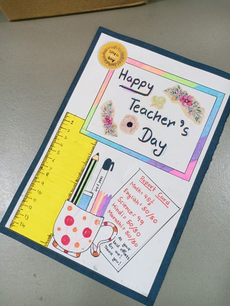 Art and craft ✨✨ Simple Teacher Day Card, Simple Teachers Day Card Ideas, Teachers Day Card Design, Handmade Teachers Day Cards, Teacher's Day Card Ideas, Clay Book, Greeting Cards For Teachers, Happy Teachers Day Card, Creative Book Cover Designs