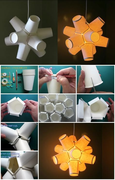 40 Disposable Eco-Friendly Coffee Cup Craft Ideas Plastik Recycling, Coffee Cup Crafts, Paper Cup Crafts, Love Surprise, Paper Lanterns Diy, Lamp Diy, Paper Craft Videos, Paper Craft Ideas, Cup Crafts