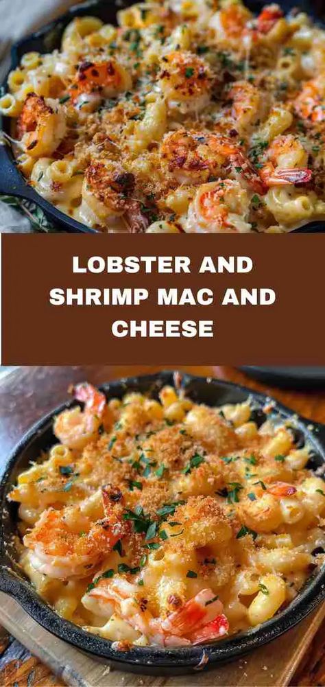 Lobster and Shrimp Mac and Cheese Shrimp Mac And Cheese, Lobster And Shrimp, Lobster Mac N Cheese Recipe, Seafood Pasta Dishes, Breakfast Egg Muffins, Seafood Mac And Cheese, Egg Muffins Recipe, Seafood Dish Recipes, Lobster Mac And Cheese