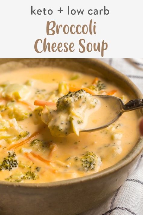 An easy stop top version of keto broccoli cheese soup that's low carb and cooks in no time. Instant pot and crockpot options with instructions there is no flour or xanthan gum needed and it's super creamy and delicious with a sautéed onion and garlic cheddar sauce. Broccoli Cheese Chicken Soup, Cheese Chicken Soup, Broccoli Cheese Chicken, Cheddar Sauce, Garlic Cheddar, Keto Broccoli Cheese Soup, Keto Broccoli, Keto Soups, Low Carb Soup Recipes