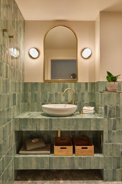 https://www.claybrookstudio.co.uk/fellini-pianta-gloss.html Subtle Terrazzo Bathroom, Terrazzo Floor Tiles Bathroom, Green Cloakroom Toilet, Green Zellige Tile Bathroom, Terracotta And Green Bathroom, Moss Green Bathroom, Green Terrazzo Bathroom, Bathroom Terracotta, Bread Bar