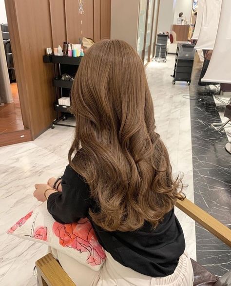 Brown Chocolate Hair Color, Korean Brown Hair, Mid Brown Hair, Milky Brown Hair, Hazelnut Hair Color, Brown Hair Korean, Light Color Hair, Beige Hair Color, Hazelnut Hair