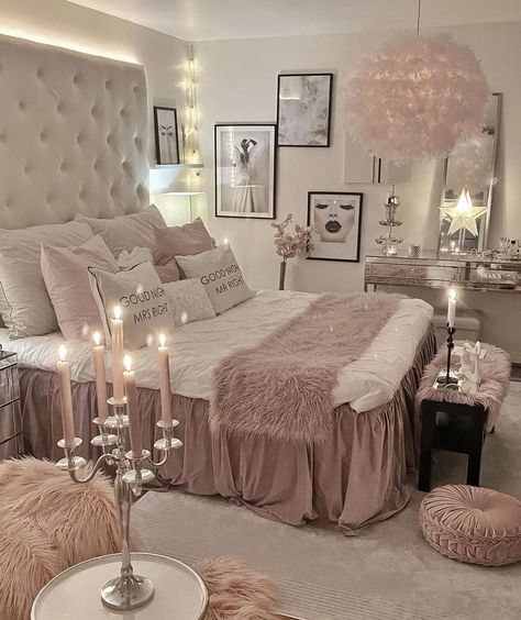 Home Decor Idea on Instagram: “—— homebyis Have a great evening �✨💕 ———————————————— 💟💟💟💟💟💟💟💟💟 Follow 👉@homedecorideaus👈 Follow 👉@homedecorideas👈 . . Credit @homebyis…” Bedroom Ideas Interior Design, Decorating Ideas Bedroom, Have A Great Evening, Romantic Interior, Glam Bedroom Decor, Glam Bedroom, Classy Bedroom, Home Decor Idea, Girly Room