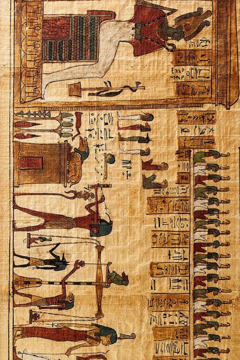 The judgment scene before Osiris (god of the underworld, rebirth and the afterlife) from 'the Book of the Dead' of Nesshutefnut. Osiris God Egypt, Osiris Egyptian God, Osiris God, God Of Egypt, Book Of Thoth, Egyptian Book Of The Dead, Egypt Gods, Egyptian Cartouche, God Of The Underworld