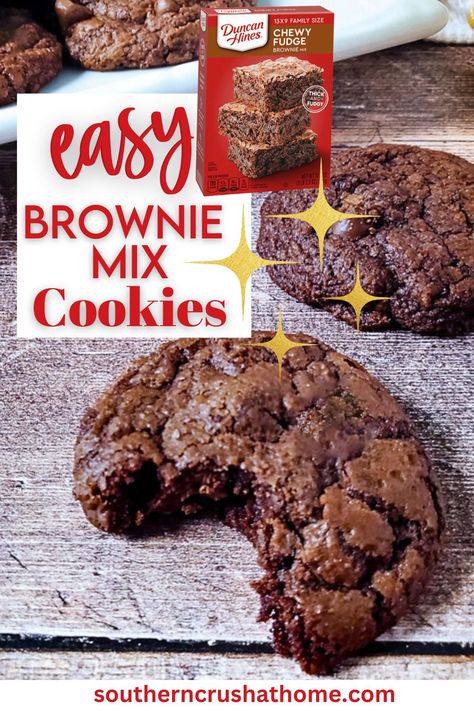 Box Brownies Cookies, Cookies From Brownie Mix Recipes, Cookies With Brownie Mix Easy, Browny Cookies, How To Make Brownie Cookies, Best Brownie Cookies, Brownie Cookie Recipes Easy, Good Easy Cookie Recipes, Chocolate Cake Mix Cookies Recipes