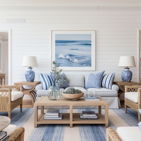 Australian Hamptons Style Interiors, Summer House Interior Design, Classic Coastal Home, Hamptons House Decor, Classic Coastal Interior Design, Seaside Apartment Interior Design, Beach Style Apartment, Hamptons Style Decor Living Rooms, Coastal Hamptons Style Living Rooms