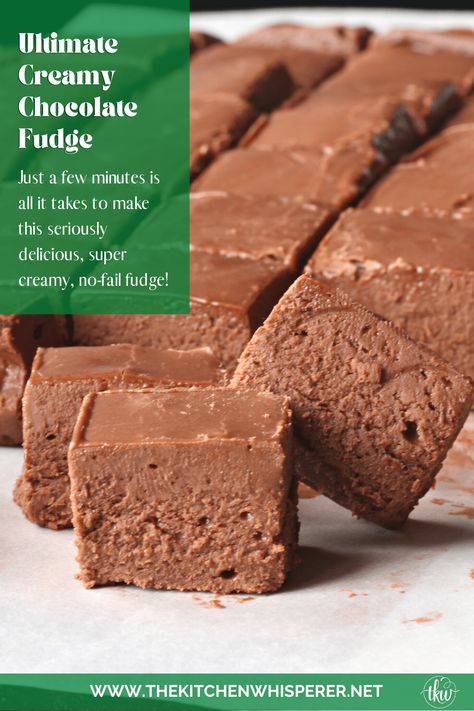 This is truly the Ultimate Easy Creamy No-Fail Chocolate Fudge.  Just a few minutes is all it takes to make this seriously delicious, super creamy, no fail fudge! best fudge recipe, easy chocolate fudge, no fail christmas fudge, Mom's fudge recipe, #fudge #chocolatefudge #christmascandy Creamy Chocolate Fudge Recipes, 5 Minute Chocolate Fudge, Chocolate Fudge Marshmallow Cream, No Cook Fudge Recipes, Never Fail Fudge, Creamy Chocolate Fudge, Marshmallow Creme Fudge, Carnation Fudge Recipes Easy, Creamy Fudge