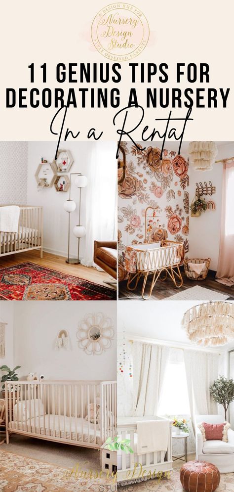 11 GENIUS TIPS FOR DECORATING A NURSERY IN A RENTAL HOUSE (1) Rental Nursery Decorating, Nursery In Rental Home, Nursery Rental Home, Rental Friendly Nursery Ideas, Rental Nursery Ideas, Nursery In A Rental, Shared Nursery, Simple Nursery, Small Nurseries