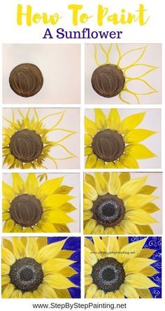 Learn how to paint a sunflower step by step with acrylics. This is a painting tutorial for the absolute beginner! Sunflower On Canvas, Canvas Beginners, Paint A Sunflower, Funny Painting, Easy Flower Painting, Canvas Aesthetic, Sunflower Canvas, Canvas Painting Tutorials, Learn How To Paint