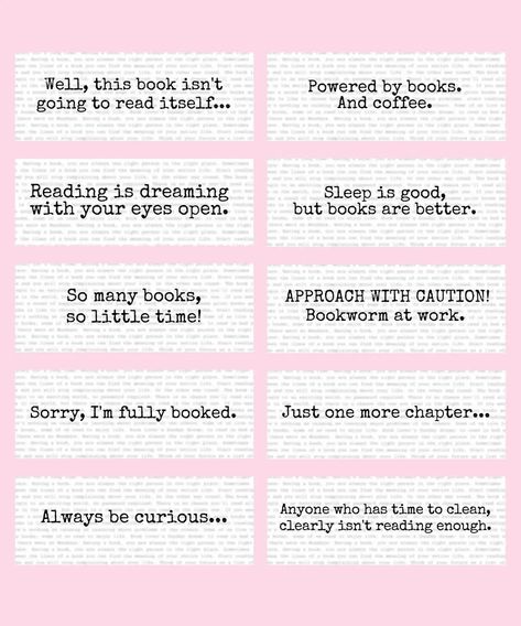 Diy Bookmark Quotes, Small Quotes For Bookmarks, Book Lover Bookmarks, Quotes To Write On Bookmarks, Book Mark Quotes Funny, Book Quotes For Bookmarks, Bookmark Sayings Quotes, Sayings For Bookmarks, Bookmark Phrases