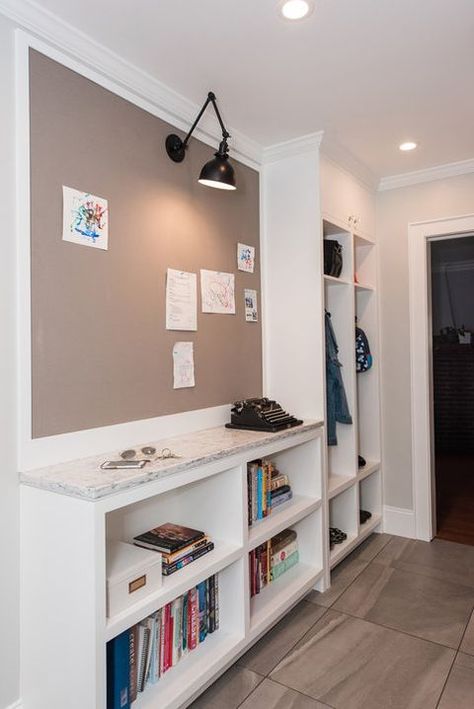 Table In Mudroom, Mudroom Design Ideas, Mudd Room, Functional Mudroom, Old Wood Table, Wooden Lockers, Mudroom Makeover, Dirty Shoes, Mudroom Ideas