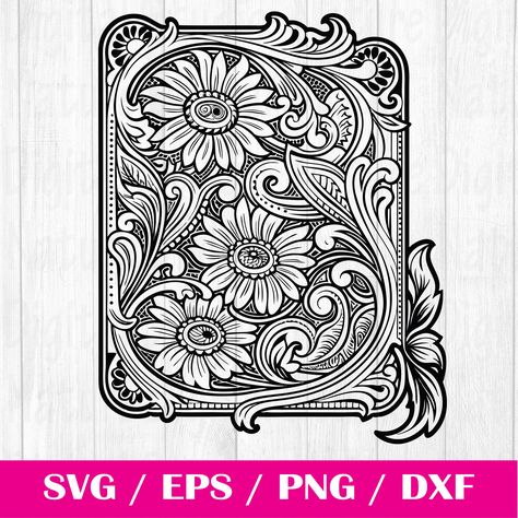 Tooled Leather Pattern Floral SVG, svg files, svg files for cricut, svg cricut, Cut Files Cricut, Digital Download, Silhouette Svg,Pattern80 Tooled Leather Pattern, Laser Pattern, Leather Patterns, Leather Tooling Patterns, Pattern Svg, Floral Svg, Cricut Cut Files, Leather Pattern, Tooled Leather