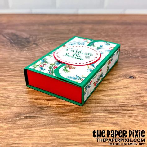 Storybook Gift Card Box - The Paper Pixie Mini Treat Boxes, Paper Pixie Treat Boxes, Book Treat Boxes, Christmas Treat Holders Diy, Handmade Gift Card Holders, Stampin Up Book Treat Boxes 2024, Gift Card Holder Template Free Printable, Mini Box Template, Stampin Up 3d Projects