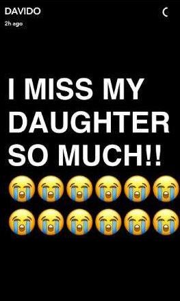 “I miss my daughter so much!” He revealed on SnapChat. davido My Daughter Loves Him I Think He Looks, I Miss My Daughter Feelings, Missing You Daughter Distance, Miss My Daughter, I’m So Proud Of You Daughter, Don’t Mess With My Daughter, I Miss My Daughter, Making A Relationship Work, Relationship Work