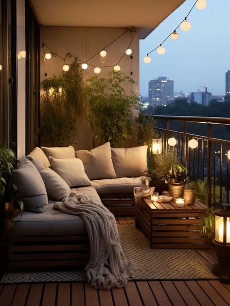 High Balcony Ideas, Modern Organic Balcony, Outdoor Balcony Inspiration, Terrace Apartment Ideas, Outdoor Patio Balcony Ideas, Outdoor Furniture Balcony, Outdoor Seating Balcony, Long Balcony Decor, Living Room With Balcony Ideas