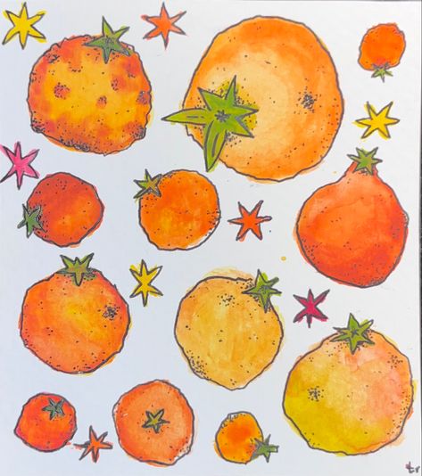 Orange Doodle Aesthetic, Sliced Orange Drawing, Orange Simple Drawing, Orange Slice Art, Orange Scrapbook Aesthetic, Birthday Cartoons Funny, Orange Drawing Aesthetic, Orange Aesthetic Drawing, Orange Posters Aesthetic