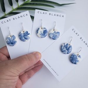 Blue And White Earrings, Porcelain Earrings, China Blue, Blue Dangle Earrings, China Style, Earrings Teardrop, Delft Blue, Porcelain Jewelry, Earrings Round