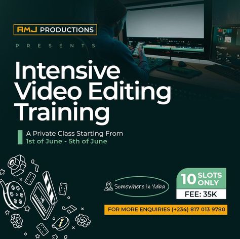 Video Editing Training Flyer for AMJ Produuctions Poster Template Design, Social Media Training, Social Media Advertising Design, Creative Flyer Design, Graphic Design Flyer, Flyer Design Inspiration, Church Graphic Design, Creative Flyers, Ad Creative