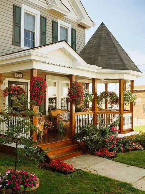 A porch gazebo makes for a fun entry. See the before here: http://www.bhg.com/home-improvement/porch/porch/porch-additions-remodels/?socsrc=bhgpin072512porchgazebo Deck Board Designs, Veranda Decor, Shed Inspiration, Front Porch Remodel, Porch Gazebo, Southern Farmhouse, Porch Remodel, Porch Addition, Porch Makeover