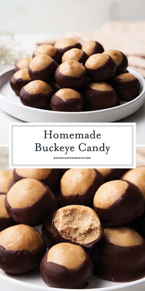 Dessert With Peanut Butter, Buckeye Candies, Buckeye Dessert, Buckeye Recipe Easy, Chocolate Buckeyes, Buckeye Candy, Buckeyes Candy, Whipped Peanut Butter, Peanut Butter Buckeyes