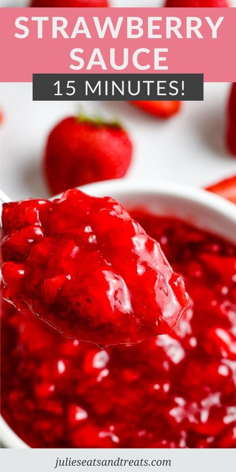 Homemade Strawberry Topping, Strawberry Sauce Recipe, Chocolate Angel Food Cake, Fresh Strawberry Recipes, Homemade Strawberry Sauce, Fruit Sauce, Strawberry Dessert Recipes, Fruit Toppings, Strawberry Topping