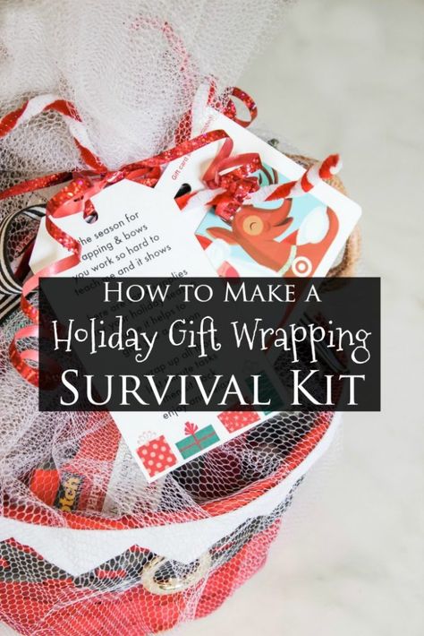 How to Make a Holiday Gift Wrapping Survival Kit - Southern State of Mind Blog by Heather Gift Wrapping Kit, Christmas Morning Survival Kit, Teacher Christmas Survival Kit, Christmas Survival Kit Gift, Holiday Survival Kit Gift, Christmas Survival Kit Ideas, Winter Survival Kit Gift, Christmas Survival Kit, Winter Survival Kit