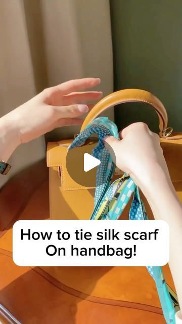 Scarf On Purse How To, Handbag Accessories Ideas, Tying A Scarf On A Purse, Scarf On Bag Handle, Scarf On Purse Handle, Purse With Scarf Tied On, Scarf On A Bag, Scarf Wrapped Purse Handle, Handbag Scarf Tie