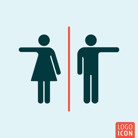 Man and Woman icon. Toilet, WC, restroom symbol. Male and female, gender sign. Female Restroom Design, Restroom Logo Design, Men Women Toilet Signs, Male Female Toilet Signs, Toilet Signage Design, Male Female Icon, Wc Signage, Washroom Signage, Wc Logo