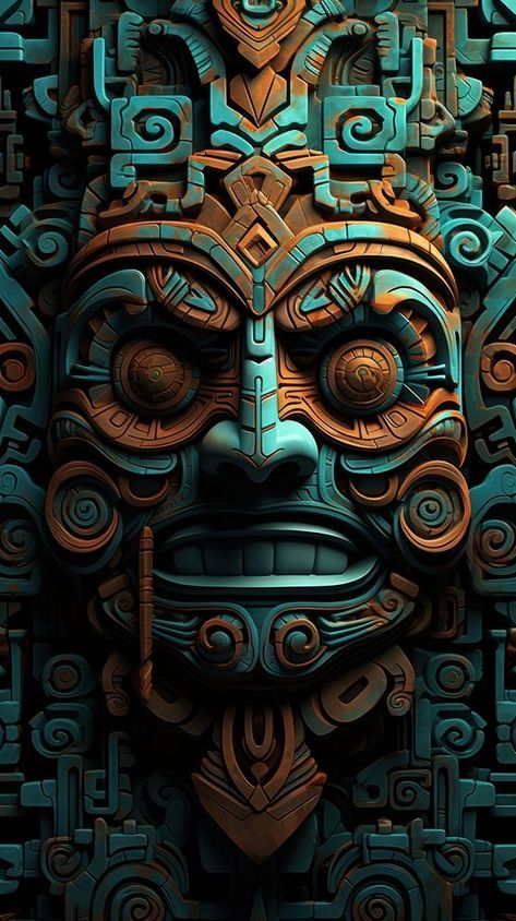 Mesoamerican Art, Aztec Illustration Art, The Aztecs, Ancient Aztec Aesthetic, Aztec Background Wallpapers, Aztec Phone Wallpaper, Aztec Calendar Wallpaper, Aztec Tlaloc, Aztec Jungle Art