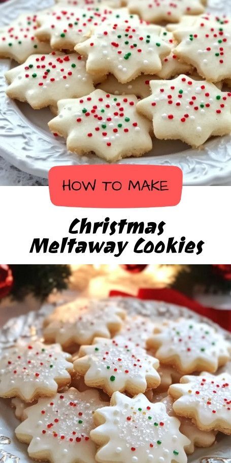 Festive Christmas Meltaway Cookies Recipe | Holiday Treats Indulge in the joy of the holiday season with our Christmas Meltaway Cookies! Light, buttery, and topped with sweet icing, these cookies will melt in your mouth and spread festive cheer with every bite. Perfect for your holiday cookie tray and easy to make – a seasonal favorite that's spectacularly delicious! Christmas Cookies Recipes Holiday Xmas, Shortbread Cookie Recipe Christmas, Meltaway Cookies Recipe, Cookie Exchange Recipes Easy, Easy Festive Desserts, Christmas Desert Recipes, Iced Shortbread Cookies, Christmas Cookie Icing, Christmas Spritz Cookies