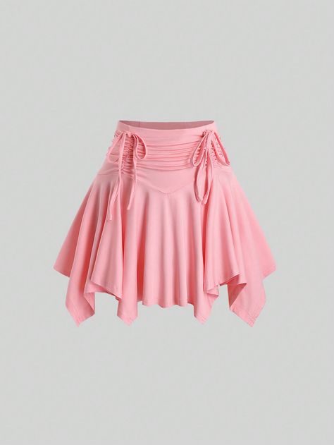 SHEIN MOD Women's High Waisted Elastic Waist With Ruffle Design Irregular Hem SkirtI discovered amazing products on SHEIN.com, come check them out! Cute Pink Skirt, Pink Skirts, Skirt With Ruffles, Pretty Skirts, Office Dresses For Women, Fashion Top Outfits, Ruffle Design, Shein Outfits, Dress Design Sketches