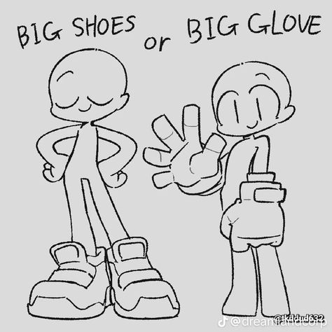 Big Shoes Or Big Gloves Drawing, Blocky Character Design, This Or That Drawing, Draw Fanart Of A Character Template, Pose Drawing Tutorial, Base Reference Drawing, Outfits For Characters, Draw This In Your Style, References To Draw