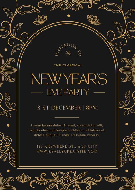 We are delighted to present to you our latest Christmas creations. Luxury and elegant NEw Year's Even event poster templates. Easily customasible and free to use. Available only @canva #newyear #newyear'seve #nye #resolutions #poster #party #event #clubbing #fireworks #champagne #luxuryposter #resolutions #newstart #freshyear #gatsby #gatsbyposter #gatsbystyle #snow #winter #season #holidays #9inchideas #graphics #graphicsdesign #art #design #creative #black #gold #partyposter #newyearposter New Years Eve Poster Design, 1920s New Years Eve Party, Gatsby Graphic Design, New Year Eve Poster, New Years Poster Design, New Years Eve Poster, New Years Flyer, Shoe Catalogue, New Year Party Poster