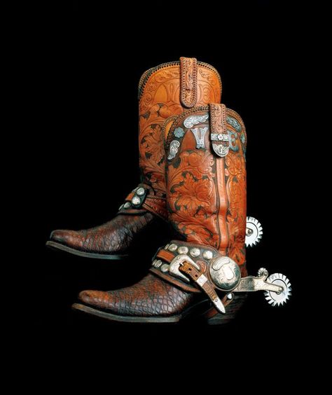 R.271.01 A-B - National Cowboy & Western Heritage Museum Custom Spurs, Western Boot Outfit, Western Spurs, Cowboy Attire, Boot Art, Cowboy Spurs, Tall Western Boot, Western Boots Outfit, Cowboy Crafts