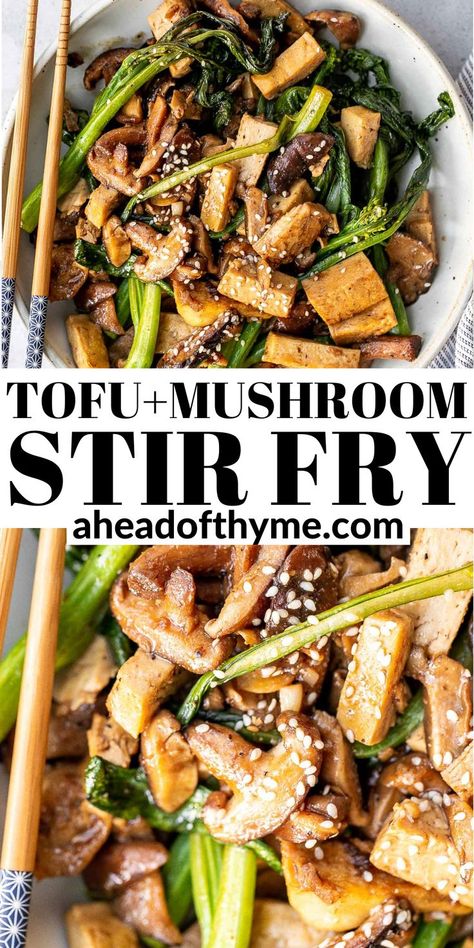 Tofu Mushroom Recipe, Sticky Noodles, Tofu Mushroom, Basil Beef, Thai Basil Beef, Tofu Recipes Healthy, Vegan Stir Fry, Mushroom Stir Fry, Tofu Stir Fry