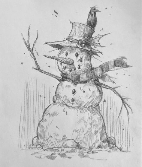 Christmas Drawings Sketches, Winter Drawings Simple, Christmas Sketch Ideas Creative, Winter Sketches Ideas, Christmas Drawing Snowman, Pencil Drawings Christmas, Christmas Art Sketches, Christmas Inspired Drawings, Cool Christmas Drawings