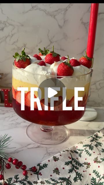 Lou Robbie on Instagram: "❤️Double tap if you love a TRIFLE! Follow @littleloucooks for more delicious recipes.   Trifle and jelly is my childhood Christmas dessert/pudding. My mum made it every year and still makes it. 🥰 I always wanted a massive trifle bowl and bought one this year! I love it.   It makes an impressive pudding - I just hope I can fit it in my fridge for the big day. 🤞  You can make a similar trifle in smaller bowls if you wish.   Cheats Massive Trifle - 10 portions  3 packs strawberry or raspberry jelly (135g pack) 300g premade sponge trifle - shop bought 800ml cooked cold custard (I bought the fresh custard made with cream) 500ml fresh cream  1 punnet fresh raspberries, 250g 1 punnet fresh strawberries, 250g **a drop of sherry for the trifle optional   Step 1: The mass Vanilla Cake Trifle, Cranberry Trifle Desserts, Raspberry Trifle Recipe, British Trifle Recipe, Classic Trifle, Traditional Trifle, Trifle Bowl Desserts, Angel Food Trifle, Fruit Trifle Recipes