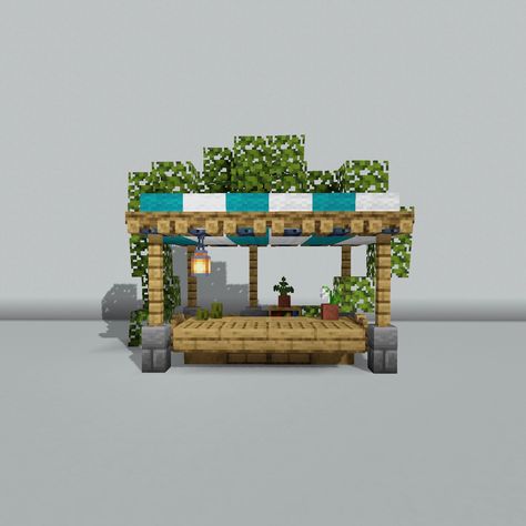 Village Stall Minecraft, Minecraft Village Shops Ideas, Market House Minecraft, Villager Ideas Minecraft, Minecraft Villager Stall Ideas, Trading Stalls Minecraft, Minecraft Desert Market Stall, Cute Minecraft Market, Markets Minecraft