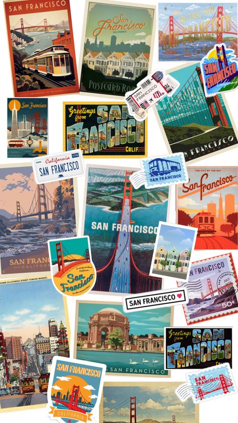 San Francisco Postcard collage wallpaper San Francisco Aesthetic Wallpaper, San Francisco Postcard, San Francisco Aesthetic, Postcard Collage, Vintage Flowers Wallpaper, Ny City, San Fran, Aesthetic Iphone Wallpaper, Flower Wallpaper