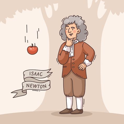 Isaac Newton Illustration, Newton Laws Of Motion Projects, Newton Illustration, Newton's Laws, Sir Isaac Newton, Newtons Laws Of Motion, Newtons Laws, Isaac Newton, Vector Hand