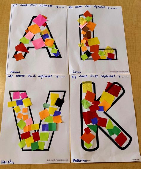 Letters Of Name Activities, My Name Is Preschool Activities, First Month Of Kindergarten, Pre K 2 Activities, Art Projects Kindergarten Easy, Name Collage Art, Name For Preschool, Learning Our Names Preschool, Name Theme For Preschool