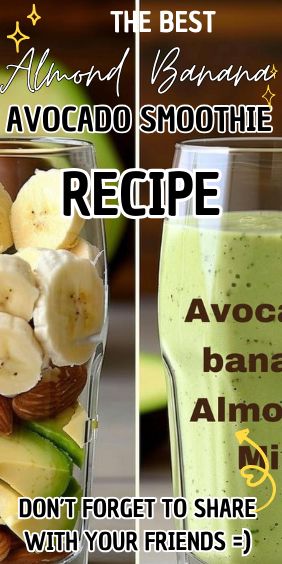 Banana Smoothy Recipes, Kale And Banana Smoothie, Smoothie With Avocado And Banana, Almond Banana Avocado Smoothie, Avocado Protein Smoothie, Avacodo Smoothie Recipe, Ag1 Smoothie, Avocado Smoothie Recipe Healthy, Smoothie Recipes Avocado