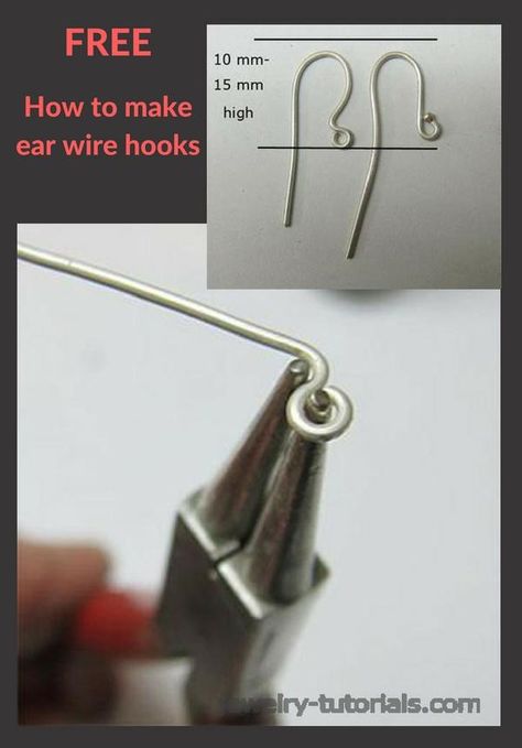 How to make different ear wire hook styles, a free step by step tutorial. earrings hooks, ear wires, pierced earrings, earring findings, diy wire stock, metalsmith class Diy Earring Hooks Wire Jewelry, Diy Earring Hooks, How To Make Earring Hooks, How To Make Earrings With Wire, Hook Earrings Diy, Tutorial Earrings, Diy Wire Earrings, Wire Tutorials, Earrings Cartilage