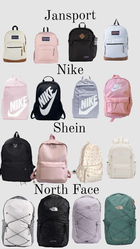 Backpacks ⋆｡‧˚ʚ 🤍 ɞ˚‧｡⋆ School Bag For High School, High School Bags Backpacks, Bookbag Inspo For School, Cute Middle School Backpacks, Backpack Ideas For Middle School, Aesthetic Backpack For School, Backpack Ideas Aesthetic, Backpack Ideas For School, College Bag Ideas