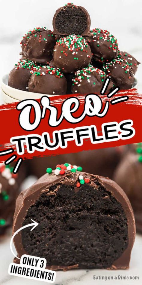 Holiday Food Recipes, Christmas Oreo, Winter Snacks, Oreo Truffles Recipe, Crockpot Candy, Christmas Truffles, Cookie Balls, Dessert Truffles, Fast Desserts